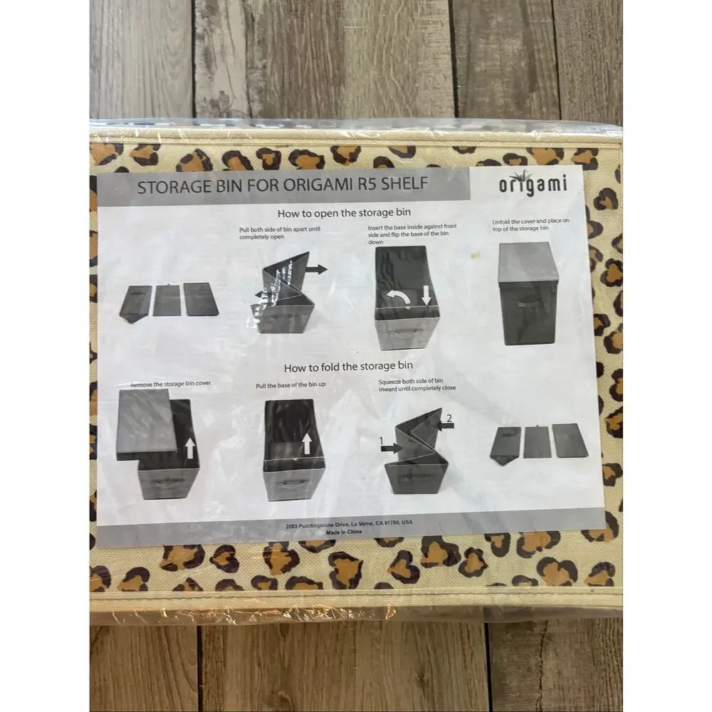 Origami R5 Leopard Fabric Storage Bins (3) Organizer for R5 Shelf New